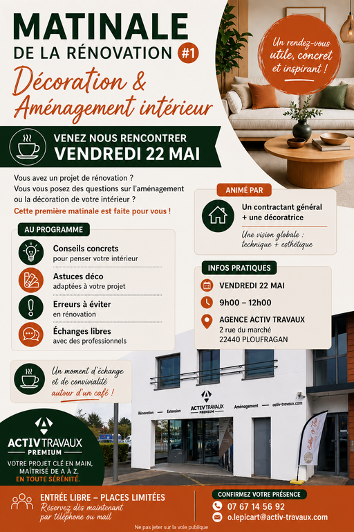 image de Matinale Rénovation #1 | Décoration & Aménagement intérieur | Ploufragan