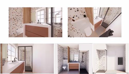 Plan 3D intérieur – chambre ePlan 3D de la salle d’eau dans l’extension